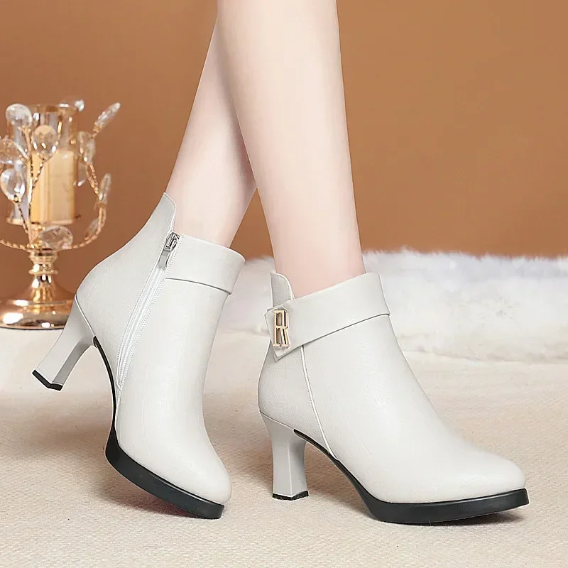 New High-heeled Boots Female Autumn Winter New Fashion Thick Bottom Platform Padded Cotton Shoes Non-slip Ladies Boot 2023