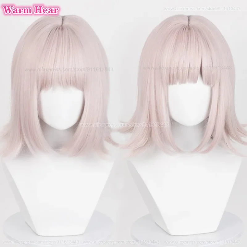 Nanami ChiaKi Synthetic Hair Anime 34cm Grey Pink Wig With Airplane Hairpin Heat Resistance Hair Halloween Cosplay Anime Wigs