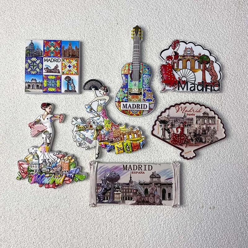 Madrid Fridge Magnets Spain Souvenir UV Printing Resin Refrigerator Magnets Sticker Ornament Collection Gift Home Decoration