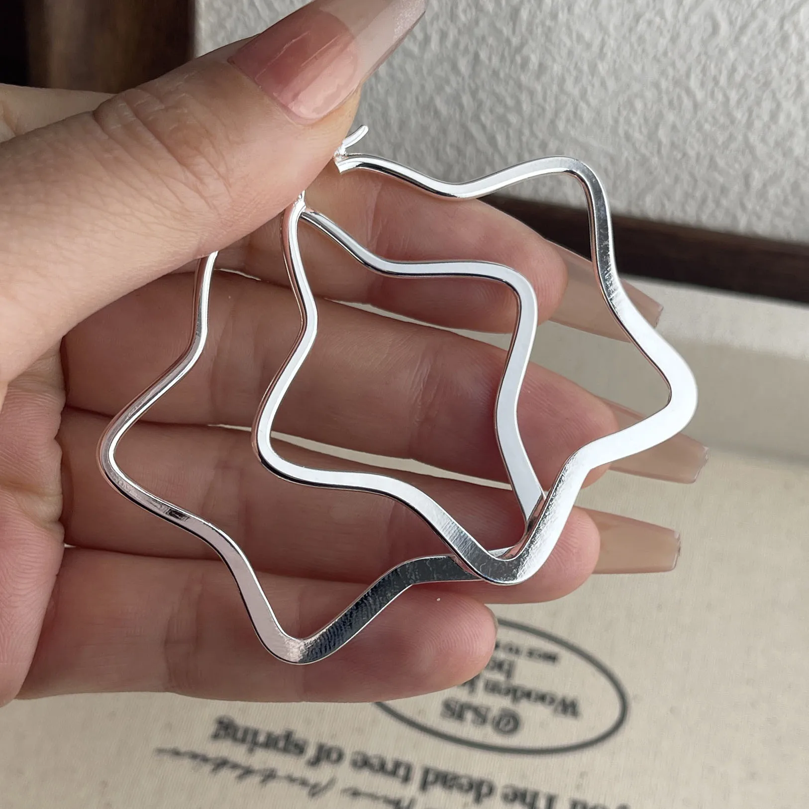 

925 Sterling Silver Earrings For Women Trendy Geometric Big Star Earring Jewelry Prevent Allergy Party Gift Accessories