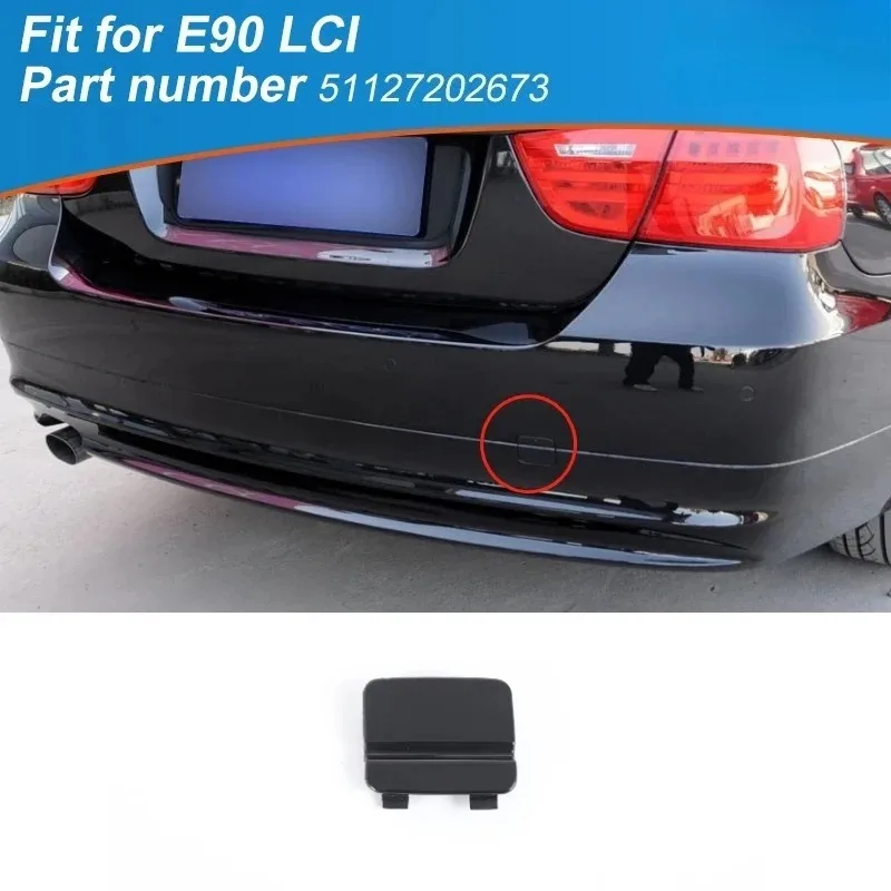 

For BMW 3 Series E90 2005-2012 ABS Black Car Rear Bumper Tow Hook Cap Towing Eye Cover Car Accessories OE:51127202673