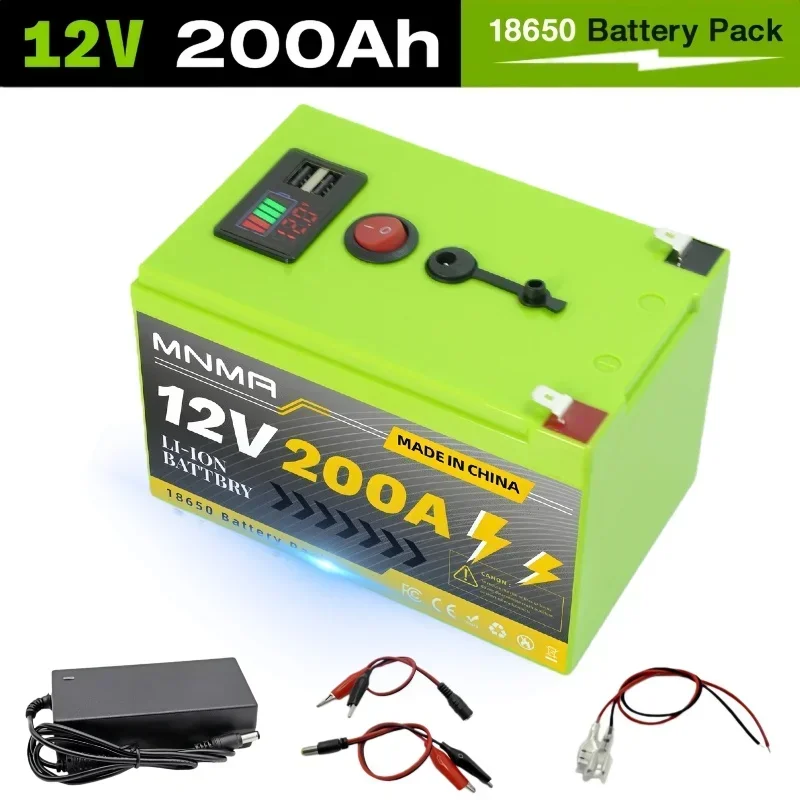 LiFePO4 Deep Cycle Lithium-batterij 12V 200Ah, 4000+ cycli oplaadbare batterij voor zonne-/windenergie, kleine UPS, verlichting, en meer
