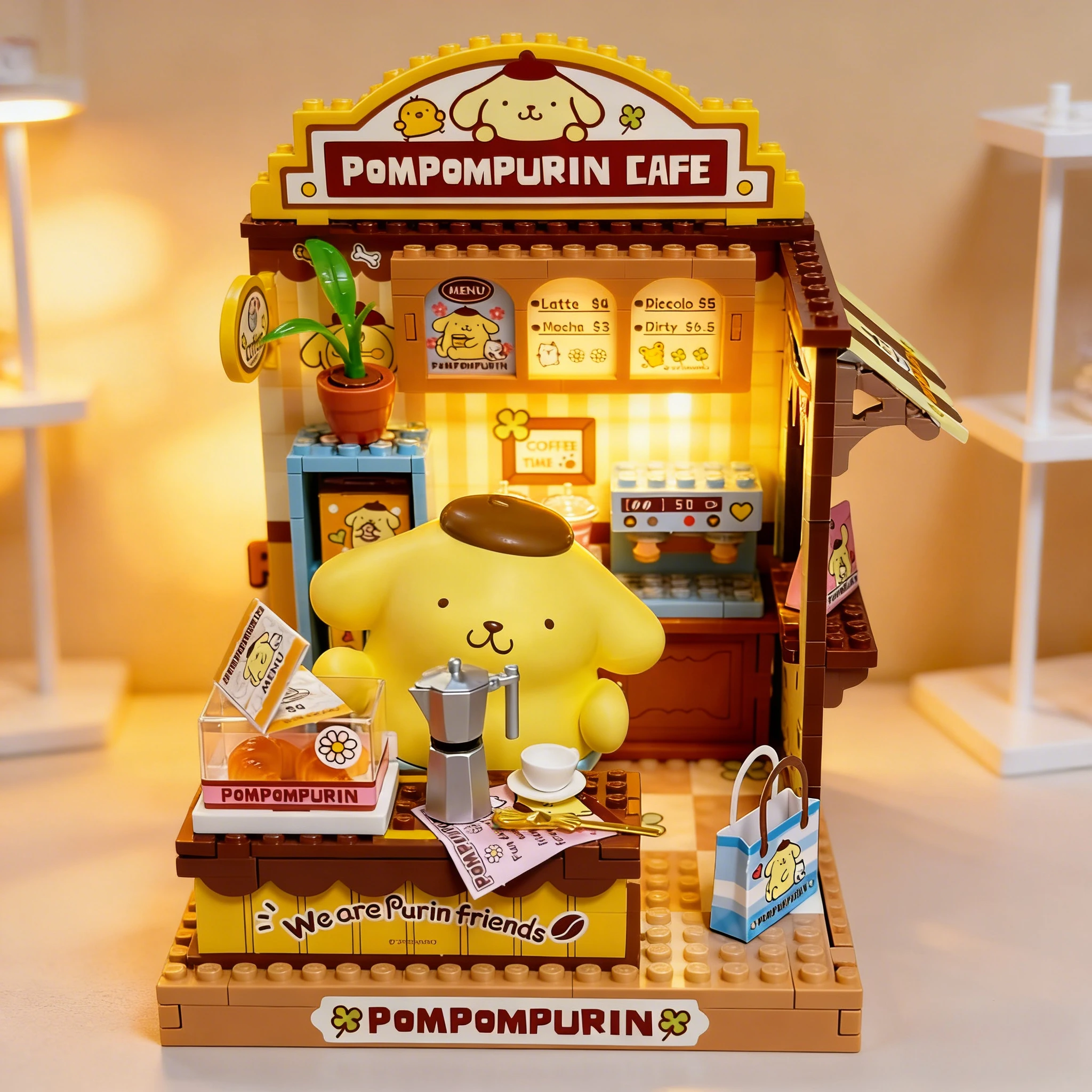 Caja de bloques de construcción Sanrio, tienda de juguetes para armar, Hello Kitty, Pudding Dog, Kuromi, regalo