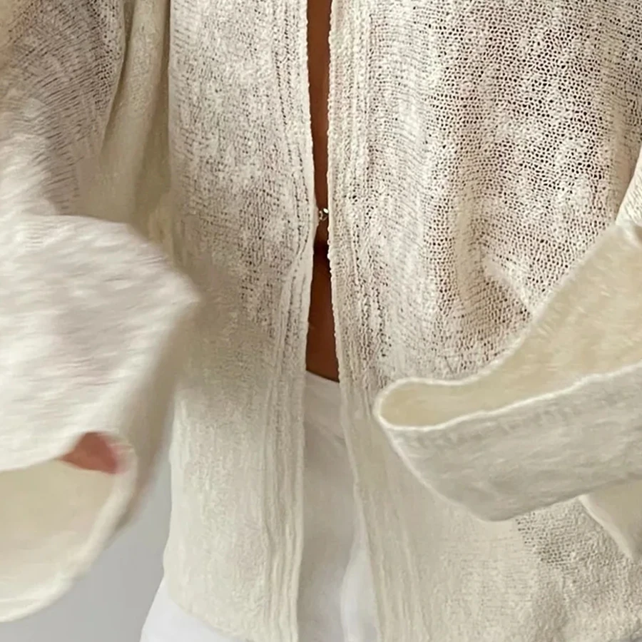

Elegant Women Loose Cardigan Solid Color Boat Neck Hook and Eye Long Sleeve Knitted Tops Casual Fall Clothes