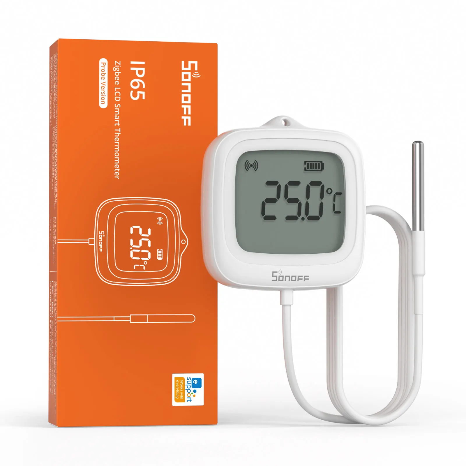 SONOFF SNZB-02LD Zigbee Smart Thermometer With Probe IP65 Waterproof Smart Zigbee Temperature Sensor For water tanks, Aquariums