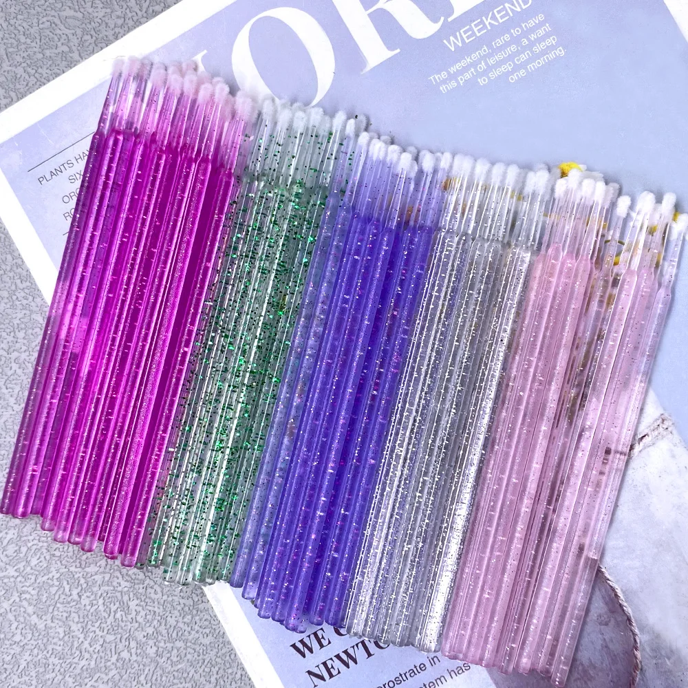 300/500 pièces Micro brosse cristal cils enlevant écouvillon Microbrosse Mascara baguettes applicateur Extension de cils pinceaux de maquillage outils