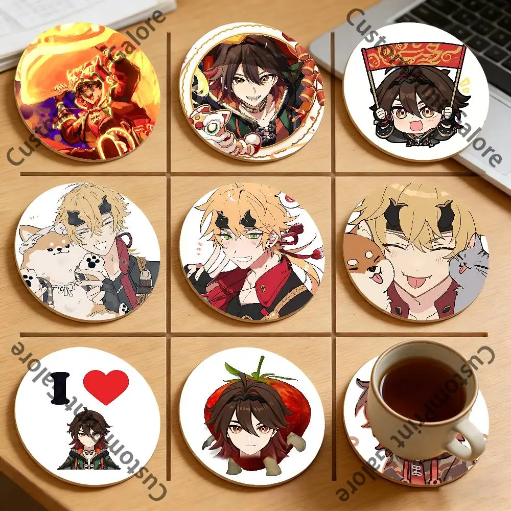 

Gaming Genshin Impact Round Pine Coasters Durable Reusable Beautiful Home Decor Non-Slip Water-Resistant