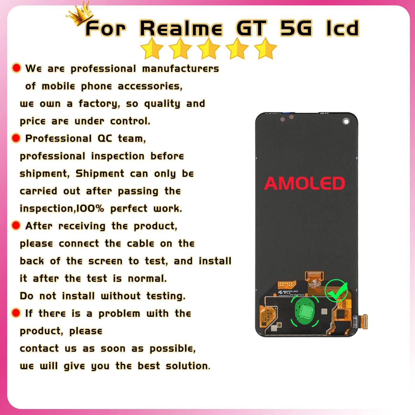 Lcd For OPPO Realme GT 5G LCD RMX2202 LCD Display Screen Touch For Realme GT 5G Replacement With Frame Sensor Digitizer Assembly