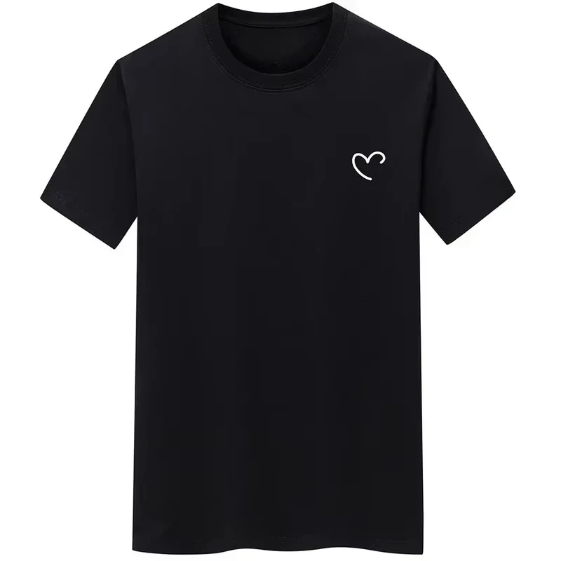

Футболка для мужчин 2024, летние мужские хлопковые футболки большого размера, мужская повседневная футболка с принтом сердца любви, мужские топы с круглым вырезом и короткими рукавами