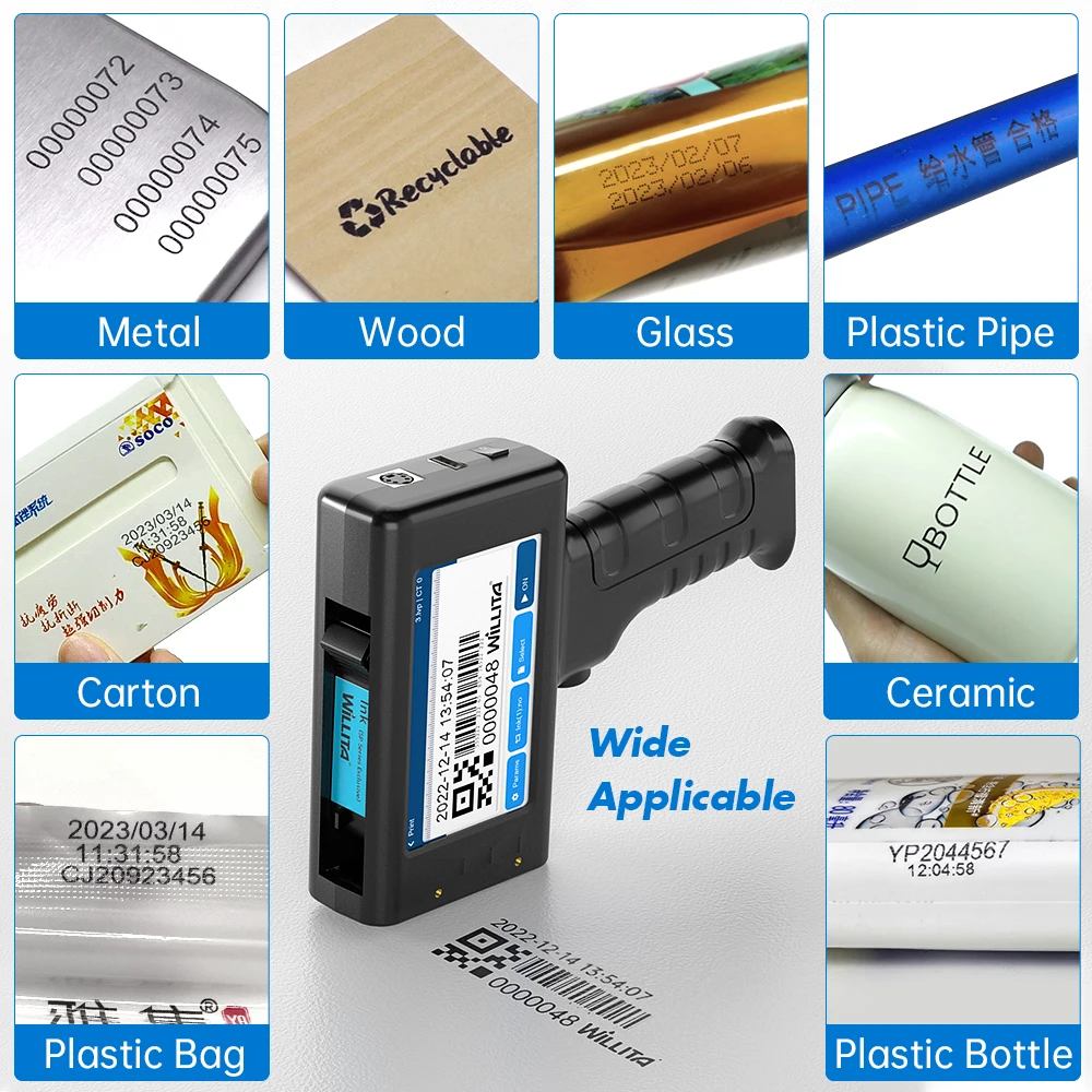 Imagem -02 - Portátil Handheld Inkjet Printer Barcode Batch Número Logotipo Data de Validade Printer Gun com Cartucho Preto Wld-l1 qr 12.7 mm