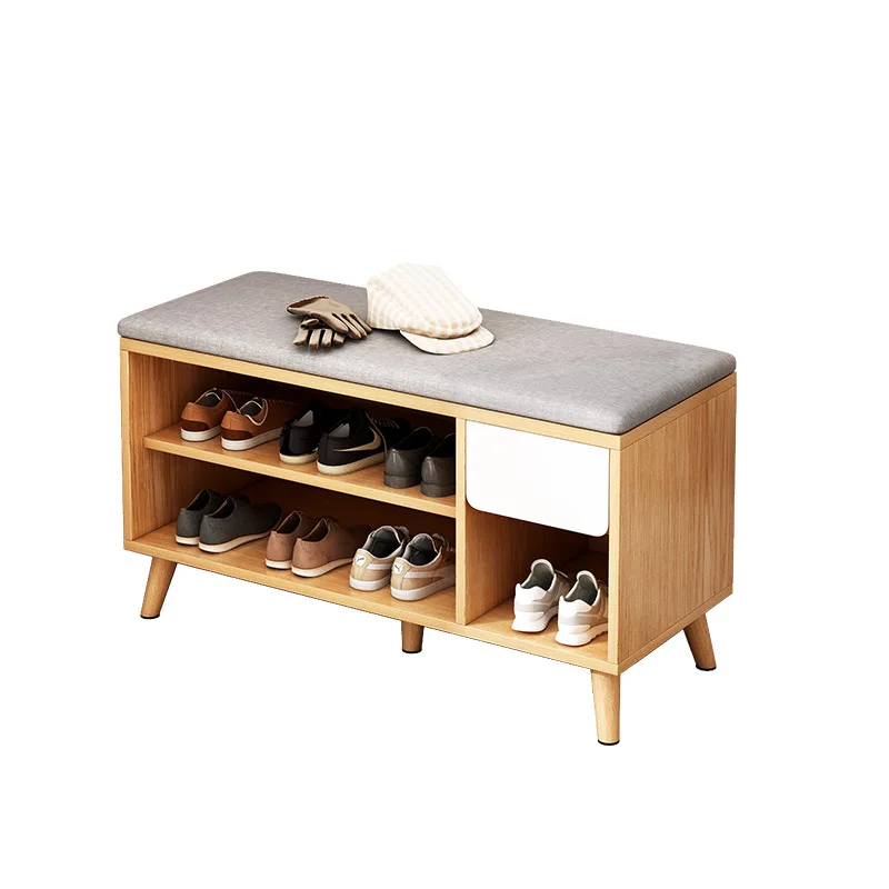 Solid wood legs shoe rack simple door household layered baffle storage artifact