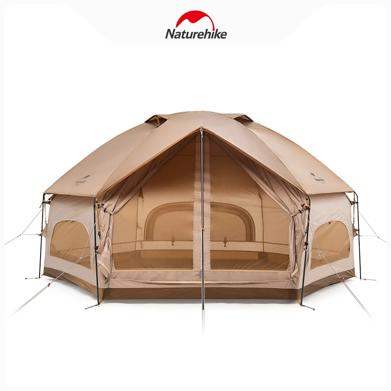 Naturehike MG Hexagonal 3-4 Person Tent Outdoor One-piece Bracket Large Space Family Camping Ventilation Waterproof Tent