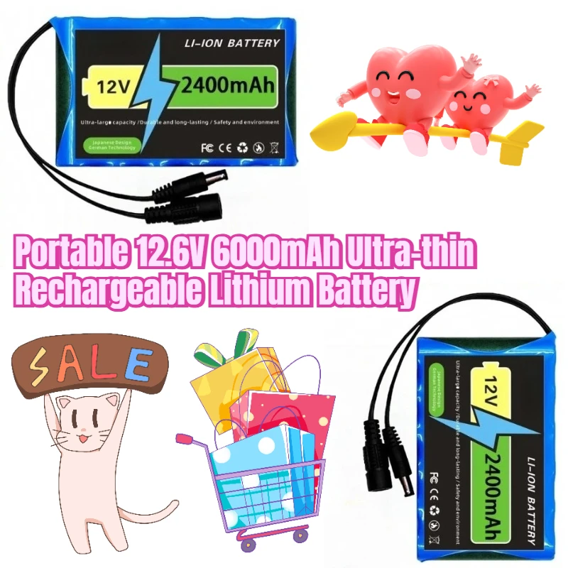 

Portable 12.6V 6000mAh Ultra-thin Rechargeable Lithium Battery