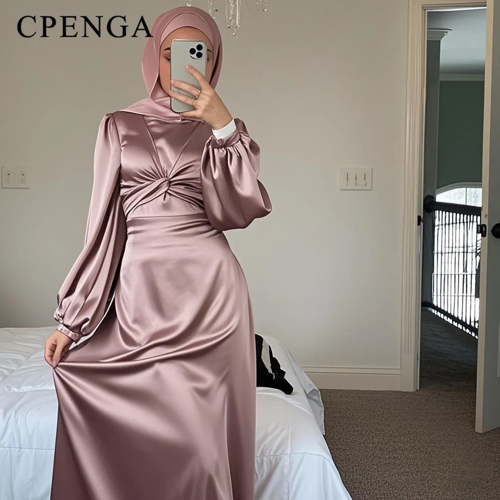 Ramadan อาหรับมุสลิมผู้หญิงเจียมเนื้อเจียมตัวชุดดูไบซาติน Abaya อิสลามเสื้อผ้าวันหยุดชุดเดินทาง 2025 ตุรกี Robe