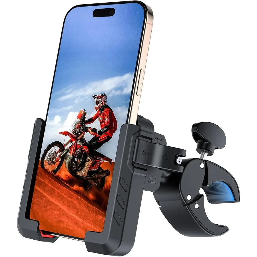 

Universal Motorcycle Phone Mount Holder for Biking and Video Recording on Handlebars Compatible with iPhone 16 15 Pro Max Adjus