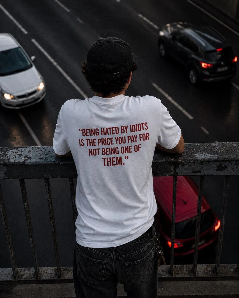 Being Hated by Idiots Back T-shirt Vintage Loose Oversized Unisex Print T-shirts Men Women Clothing Summer Short Y2k Short soft