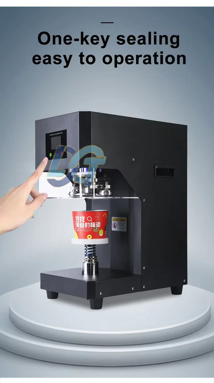 Newest Soda Bowl Sealing Machine Automatic Tin Can Sealer with Cup Holder for Bubble Tea Saop Business Black Cartons