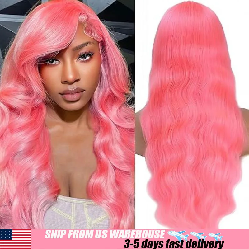 

13x4 Body Wave Light Pink Lace Front Wig Colored Human Hair Wigs Transparent 13x6 Hd Lace Frontal Wigs For Women 200% Density