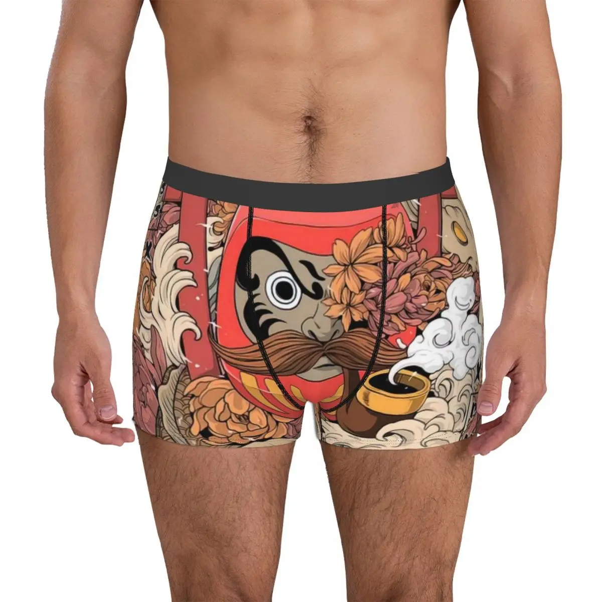 Daruma Daruma Underpants Breathbale Panties Male Underwear Print Shorts Boxer Briefs