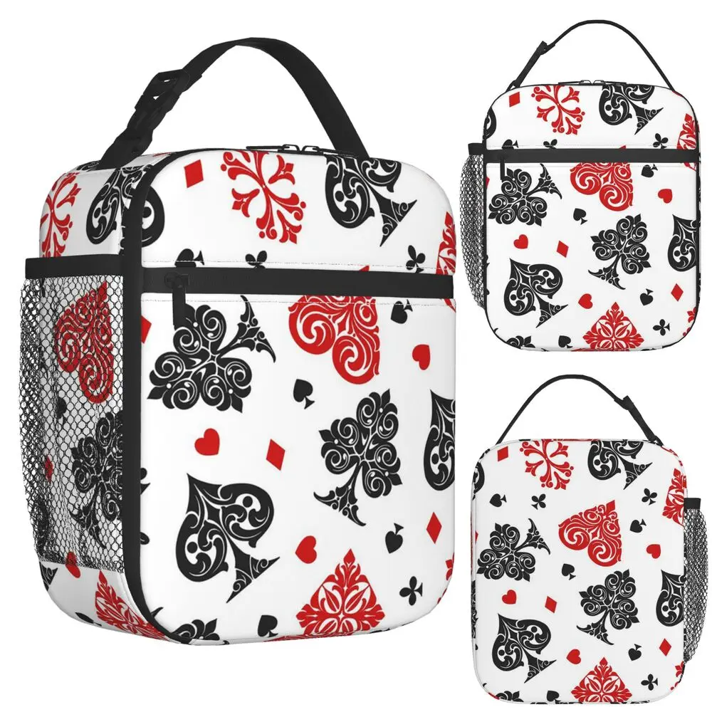Playing Card Icons Insulated Lunch Bag for Women Children Portable Food Boxes Thermal Lunch Box Tote