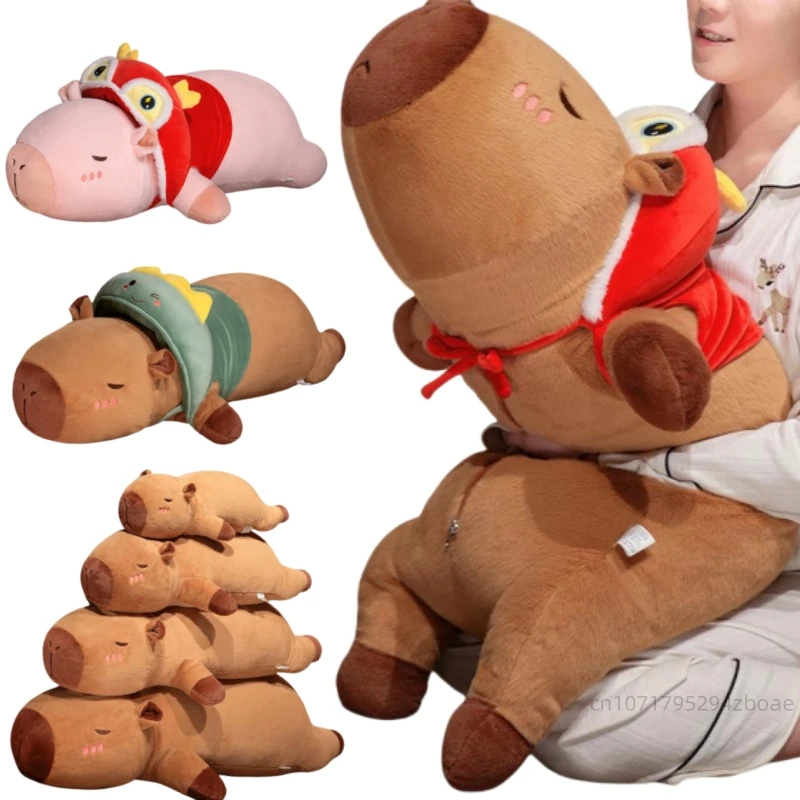 

60-100cm Cute Gaint Cosplay Capybara Plush Doll Pillow Pink Brown Dragon Chicken Dinosaur Plush Toy Home Decor Gift For Child