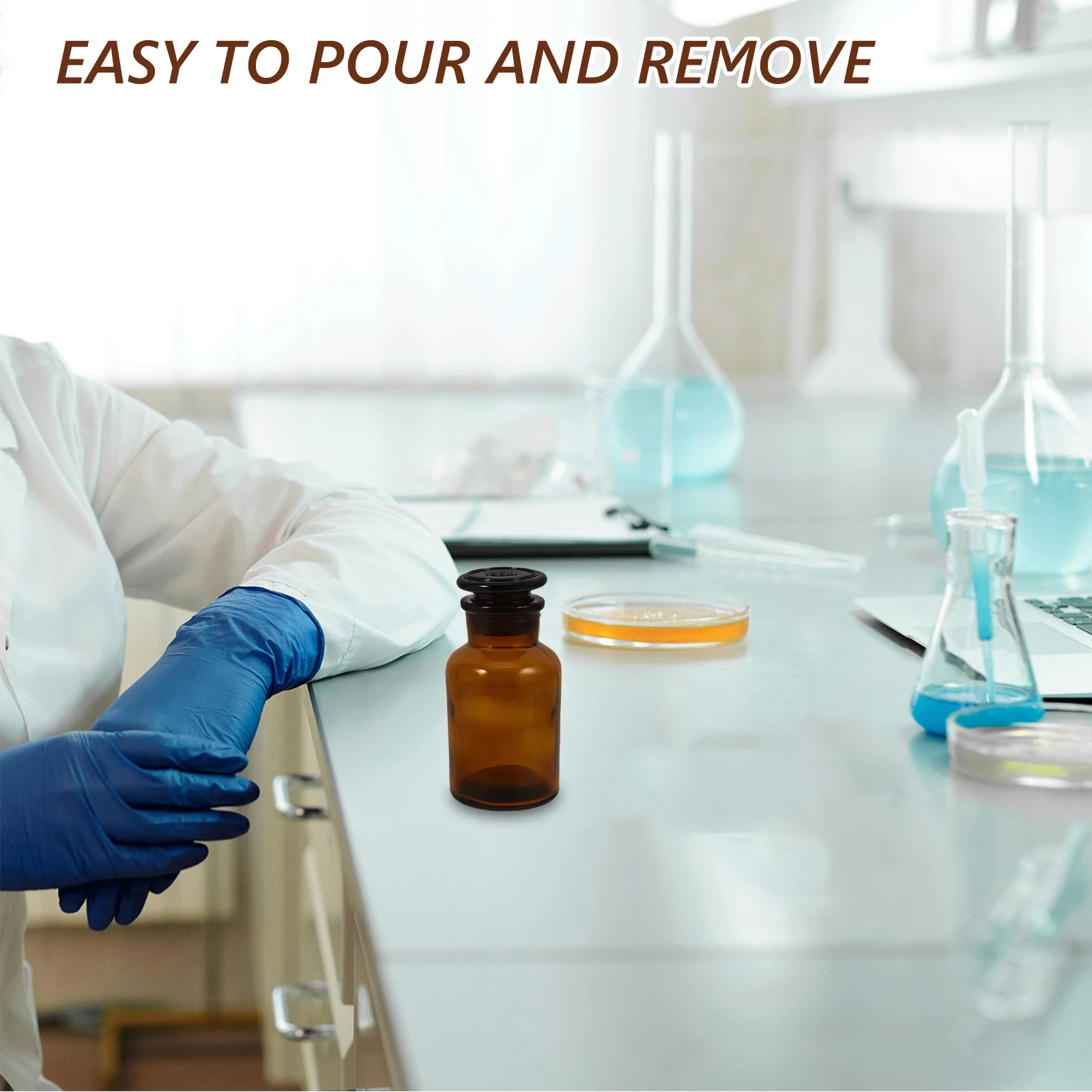 125Ml Amber Glass Reagent Bottle Wide Mouth for Lab Use Uv Light Blocking Precision Measurement Reusable Chemical Container