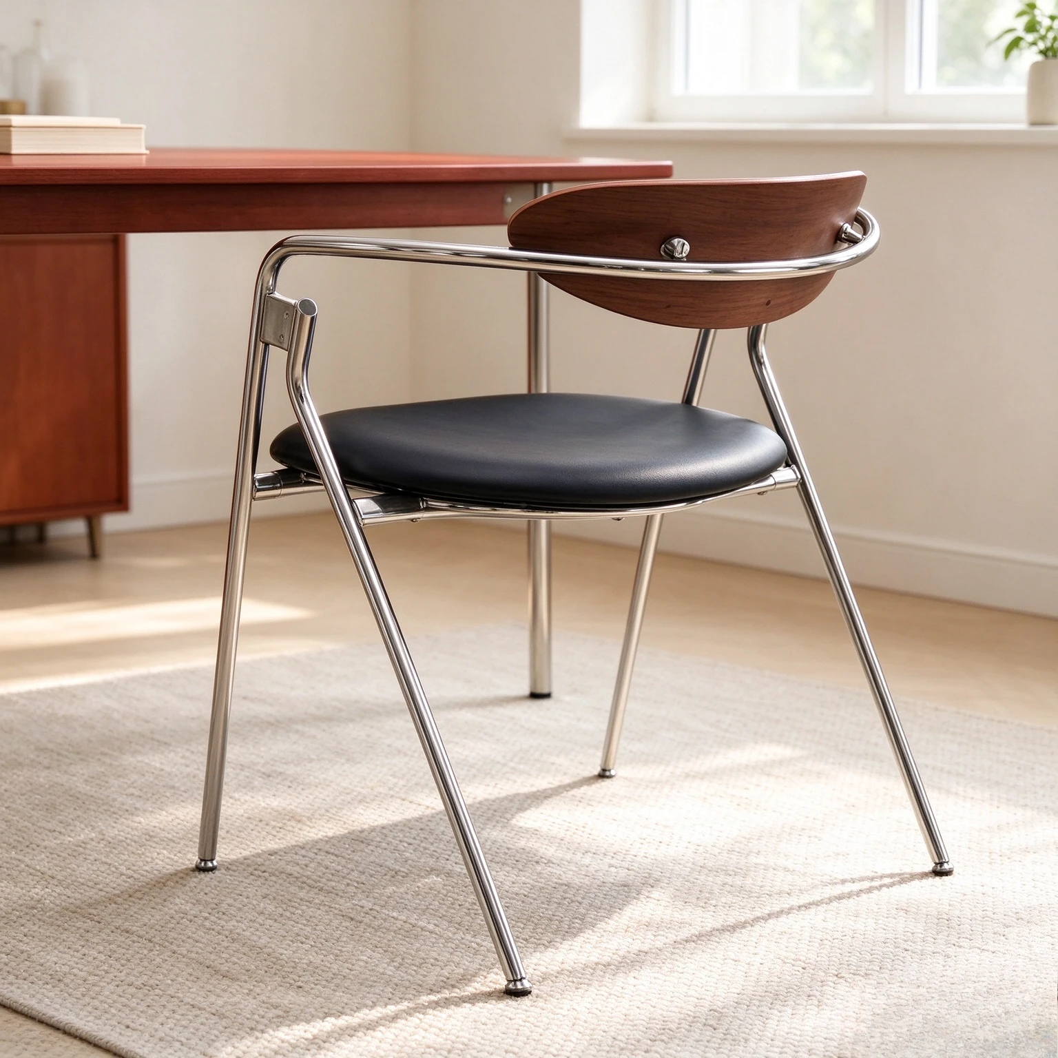 Nordic Stainless Steel Dining Chair with Backrest, Metal Frame Seat for Kitchen, Cafe, Office and Commercial Dining Seating