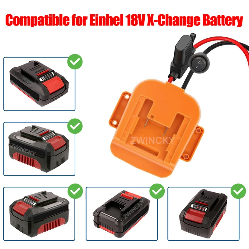 18V to 12V Step Down Converter With 30A Fuse Switch for Einhel X-Change 18V Li-Ion Battery Power Wheel Adapter DIY Adapter