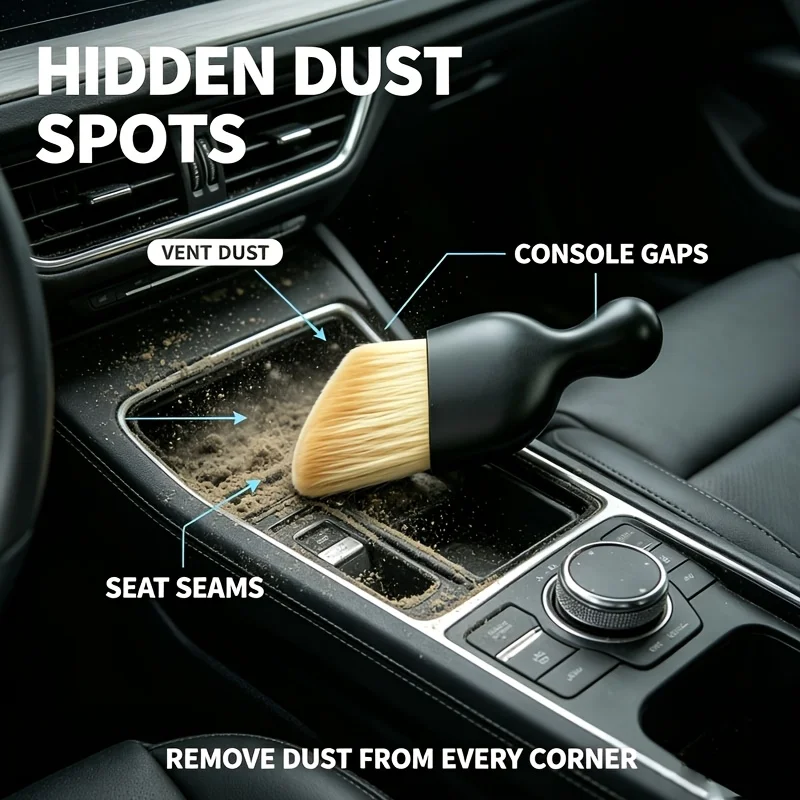 1/7Pcs Car Cleaning and Dust Removal Tool, Multi-Functional Cleaning Tool for Home and Car Use, Soft Bristles That Won'T Damage the Interior, Special Dust Removal Brush, Non-Slip Sturdy Plastic Handle, Ultra-Soft Fine Bristles Suitable for Seats, Center Console, Air Conditioning Vents, Deep Cleaning of Dust Particles in the Car, Essential Dust Removal Tool for Car Cleaning and Detailing, Suitable for Both Cars and Motorcycles