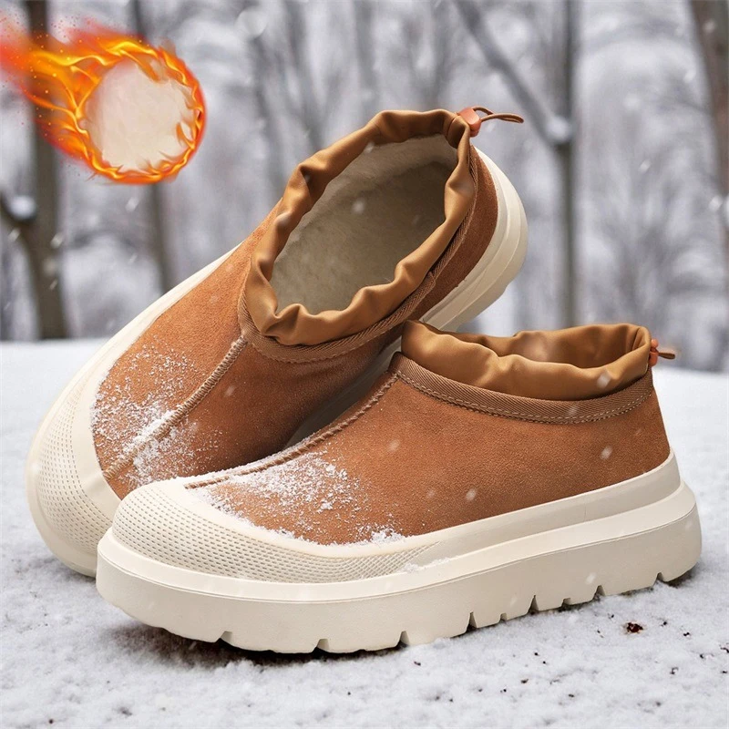 Sneakers Casual Plus Size 43 44 Womens Mens Winter Plush Warm Snow Boots Fashion Fur Upper Height Increased Platform Board Shoes