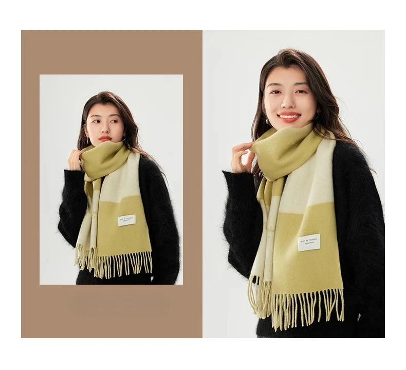 وشاح صوف نسائي للخريف والشتاء، شال سميك ودافئ وعصري وبسيط لتقديم هدايا العيد للأمهات