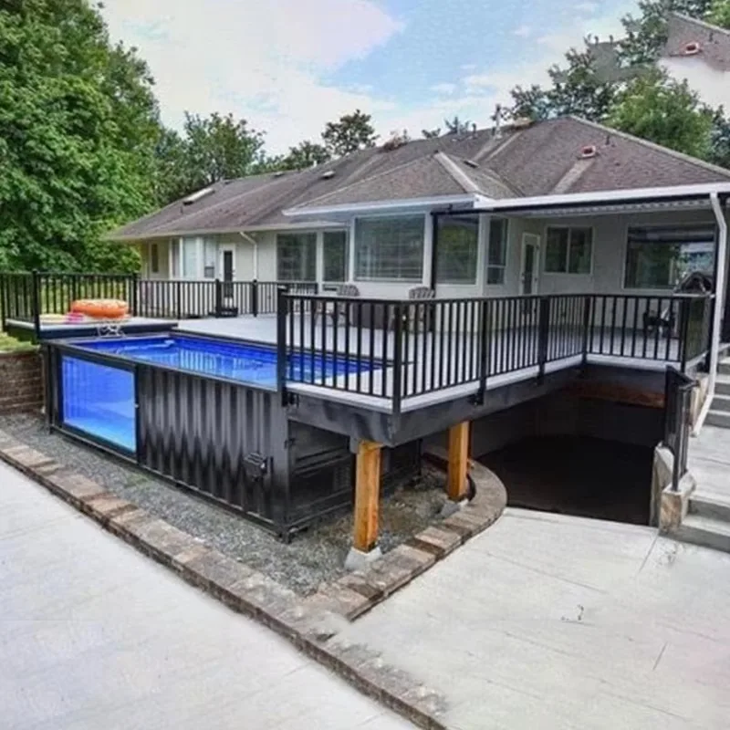 Fashion Design Outdoor Large Fiberglass Rectangular Swimming Pool 20 Ft 40 Ft Seacan Above Ground Container Swimming Pool