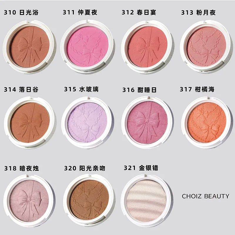 

CHOIZ BEAUTY Румяна с запеченной пудрой Бронзер Фиолетовый Серебристый Тонкий блеск Натуральный телесный готический Длинные румяна для лица Макияж