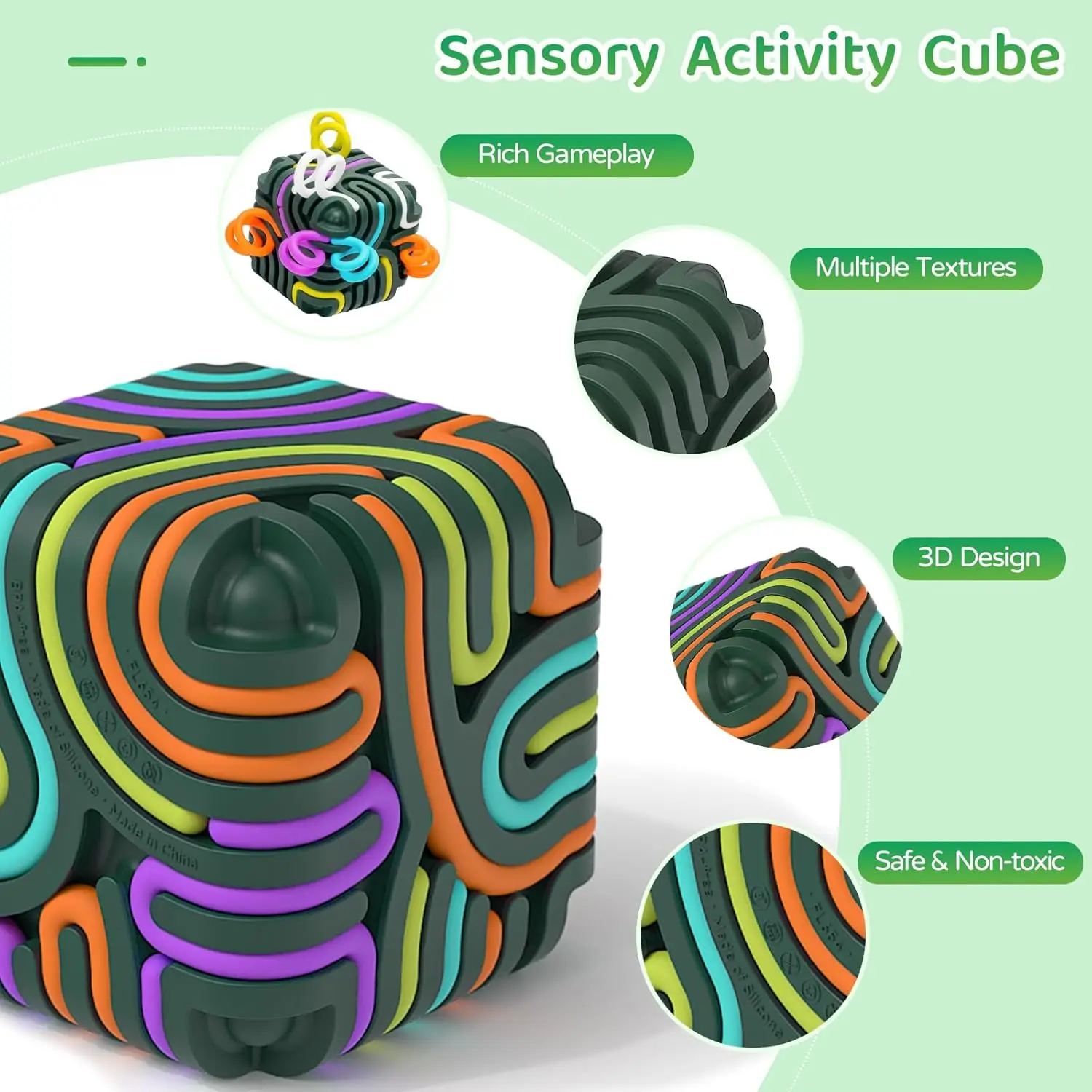 Tablero de actividades sensoriales 3D para niños, cubo de juguete antiestrés de silicona, juguetes sensoriales para niños pequeños, STEM, viaje, alivio del estrés, regalo de Navidad