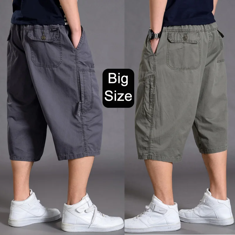 Grande tamanho de algodão gordo shorts homens carga curto casual plus size calças cortadas esportes tático folgado calças soltas 5xl 6xl verão