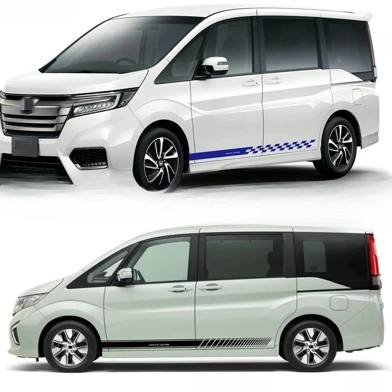 

2pcs Limited Edition Long Stripes Car Body Door Side Sticker For Honda STEP WGN SPADA Van Camper DIY Decals Racing Accessories