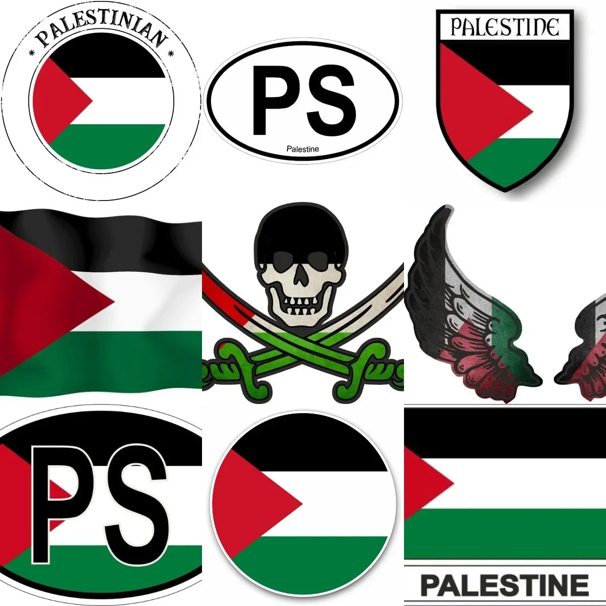 

PS Palestine Flag Emblem Creative PVC Stickers for Motorcycle Bycicle Camper Van Bicycle Car Window Wall Decal Accessories