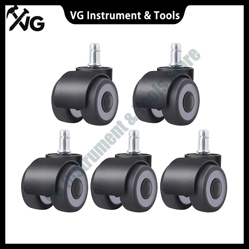 5Pcs Office Chair Wheels, M10/M11 Plug-in Rod 2 Inch Heavy Duty Casters, 4 Bearings Chair Wheels