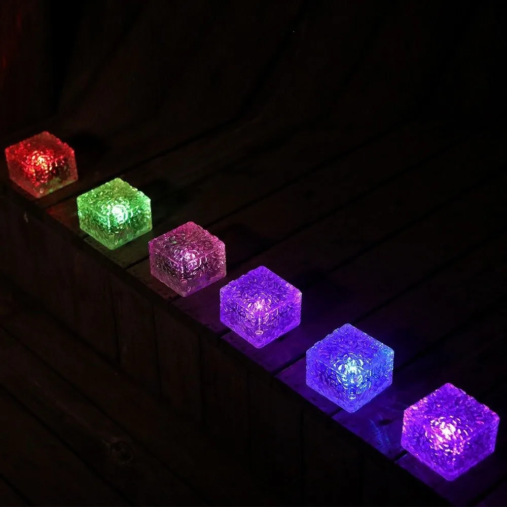 Solar Powered Solar Ice Brick Lights Waterproof Long-last Lighting Outdoor Ice Rock Cube Lights Rainproof Automatic