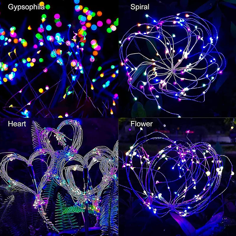 عشب خارجي يعمل بالطاقة الشمسية ، مصباح الهندباء ، 90 ، Fireworks ، Fireworks ، awn ، LED للحديقة ، المناظر الطبيعية ، العطلة ، 8 أوضاع