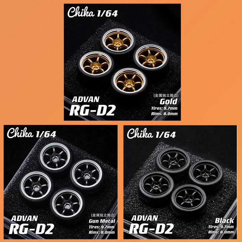 

1/64 Nabes X Chika Advan RGD2 8.9/9.7mm Modified Wheel Hub Metal Independent Edge Throwing Suitable for 1:64 Static Model Cars