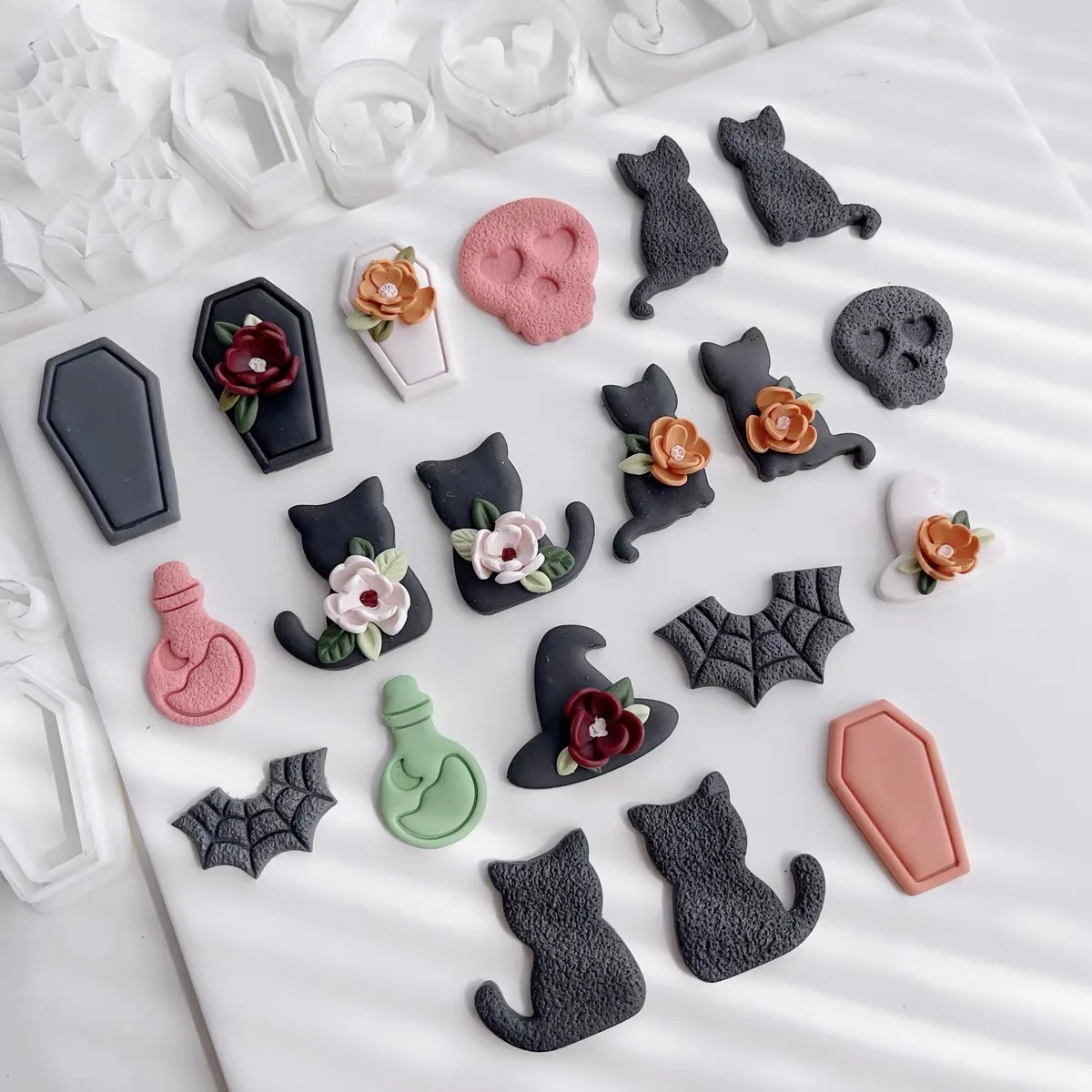 Halloween Polymer Clay Cutters Hat Pumpkin Tombstone Spider Web Skull Cats Clay Cutters DIY Earring Jewelry Hand Tools view 4
