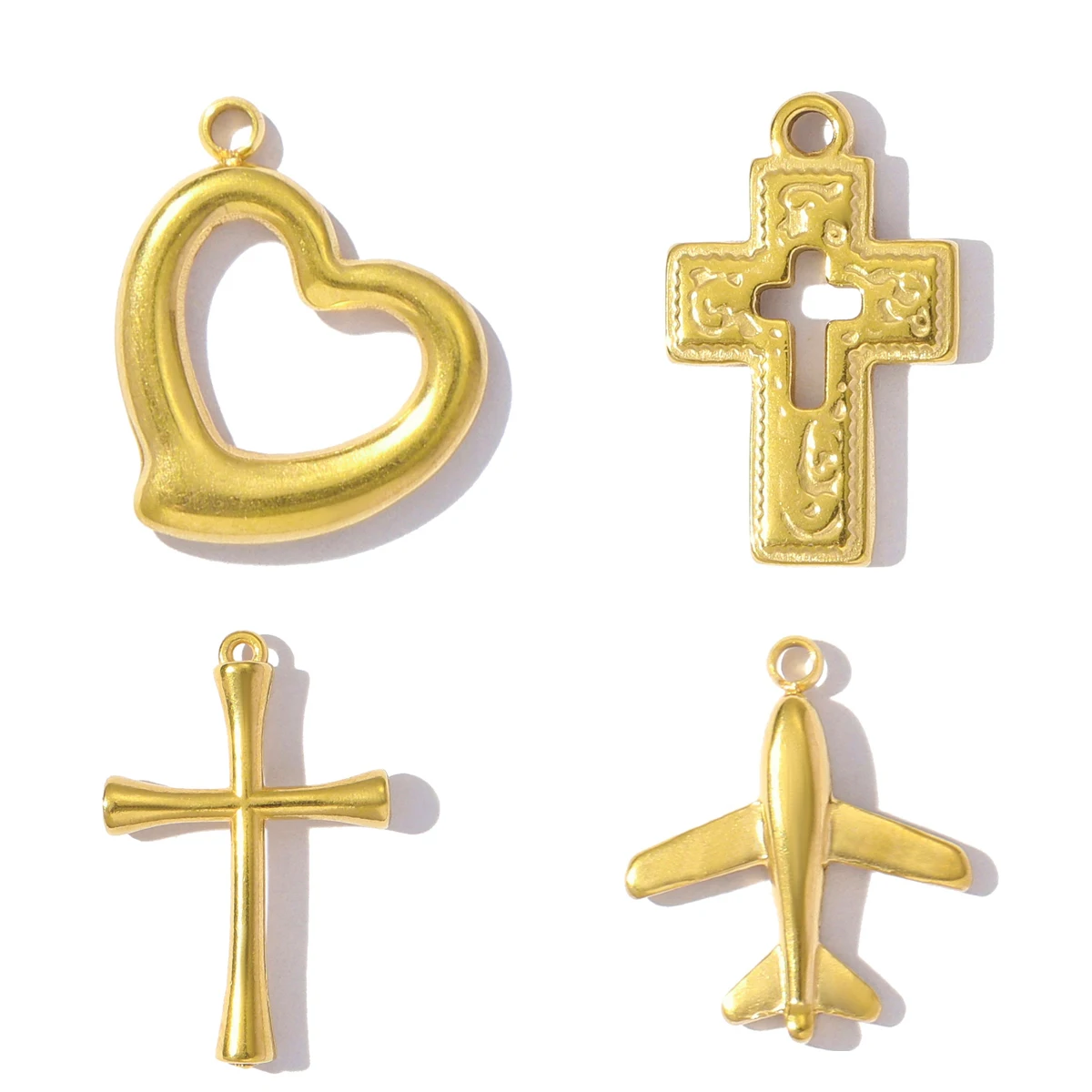 

5pcs/Lot Stainless Steel Hollow Heart Pendants Cross Charms for DIY Fashion Jewelry Making Necklace Earring Wholesale