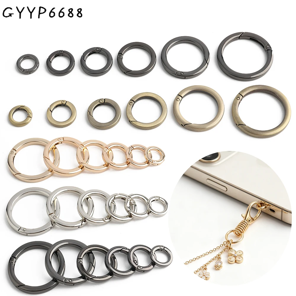 20PCS 13mm 16mm 19mm 25mm 32mm 38mm Open Metal O Ring Spring Clasps For Keychain Bag Belt Dog Chain Buckle Purse Accessories