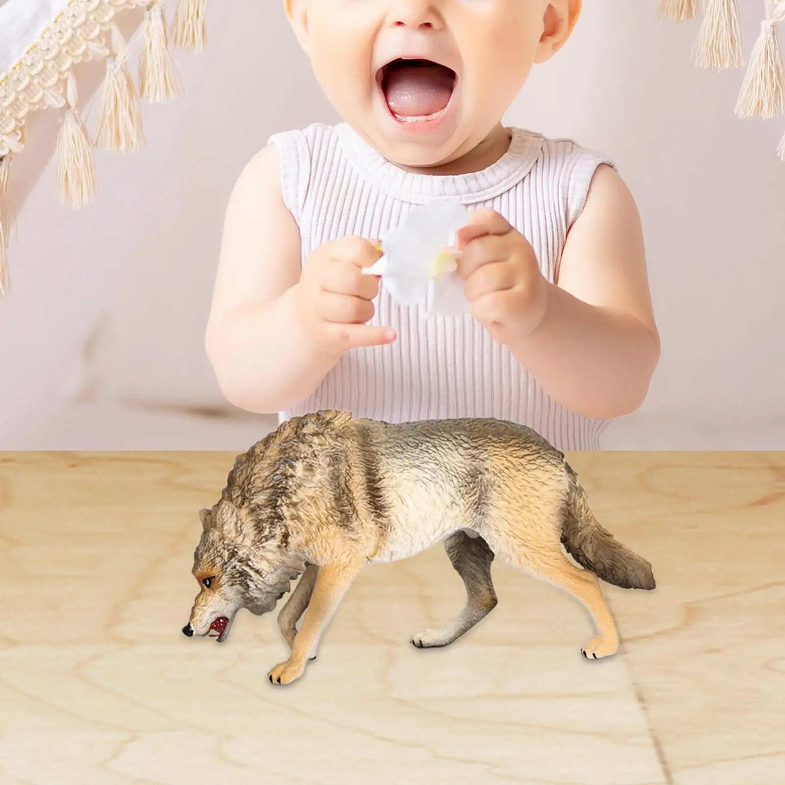 Wolf beeldje realistisch wild dier standbeeld handgeschilderde kinderen kinderen voorschoolse Wolf speelset model voor verjaardagscadeaus