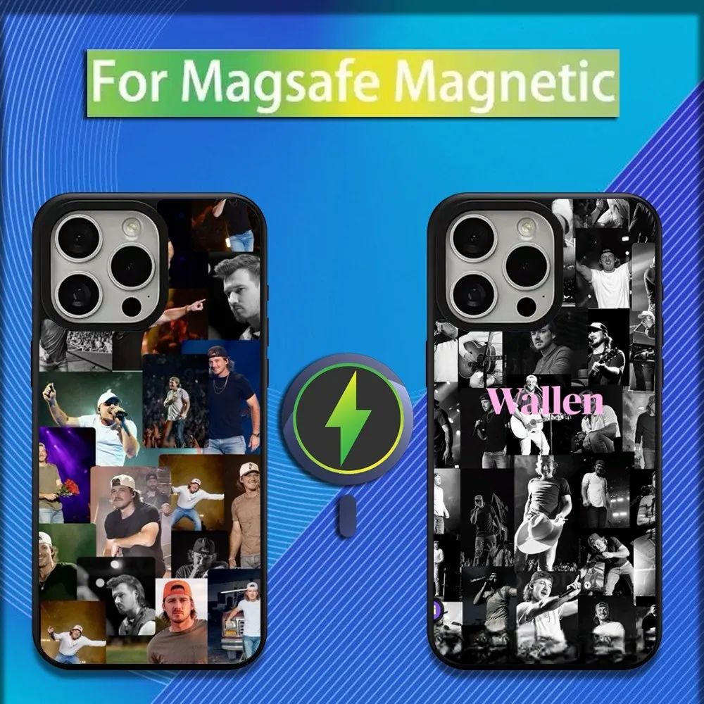 Singer M-Morgan Wallen Phone Case For iPhone 16,15,14,13,12,11,Plus,Pro,Max,Mini Magsafe Magnetic Wireless Charging