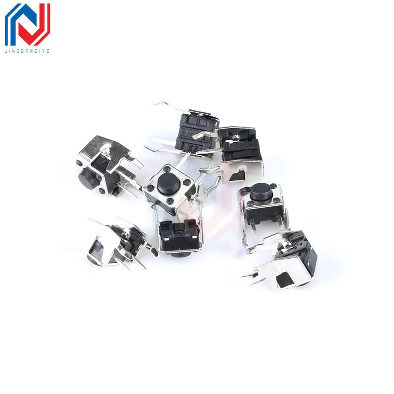 20PCS  Mini Micro Momentary Tactile Push Button Switch 6*6*4.3/5/6/7/8/9.5mm Right Angle With stent  4 Pin DIP Micro Switch