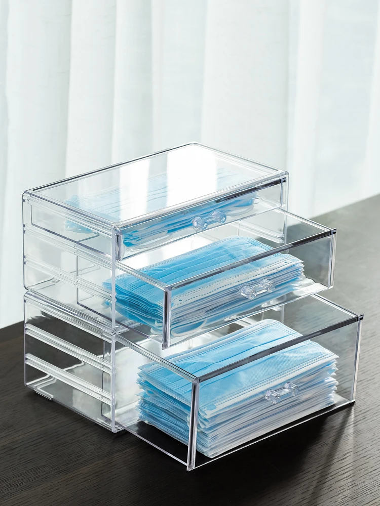 

Mask Storage Box Household Dust-proof Drawer Desktop Organizer Large Capacity Mask Container Sundries Student Storage Box Holder