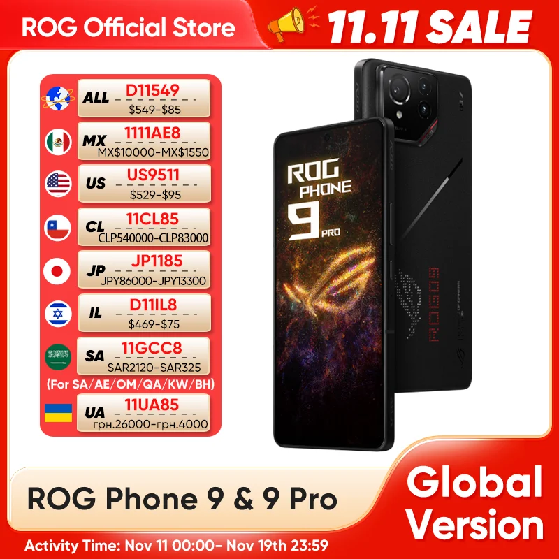 ASUS ROG9 Pro AI Gaming Phone Optical Display Matrix Screen Samsung 185Hz High Brush SoC Mid-Architecture Snapdragon 8