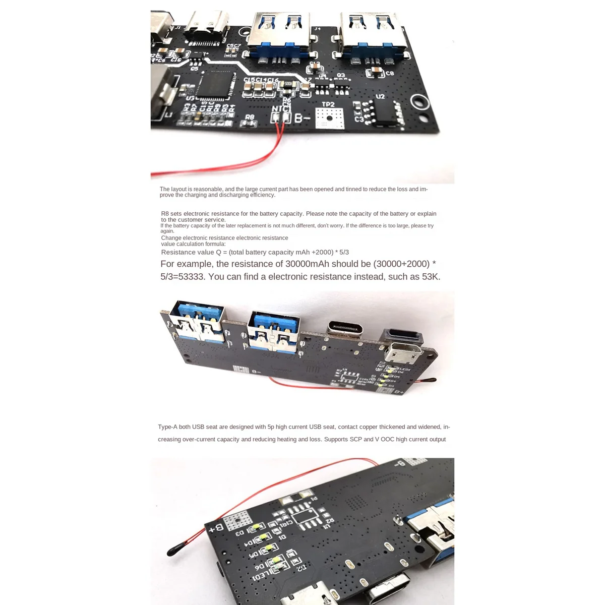 22.5W 5V 4.5A Type-C Micro-USB C 5-Port Powers Pack QC4.0+PD3.0 Two-Way Fast Charging Mobile Powers Module Circuit Board